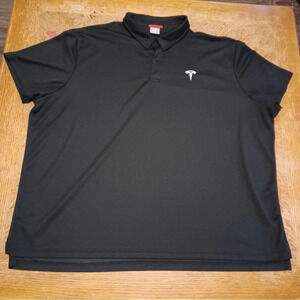 Authentic Tesla Men’s Black Polo Shirt Size 4XL 100% Polyester